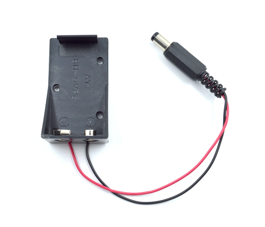 Portabaterias 9V 6F22 con conector DC top