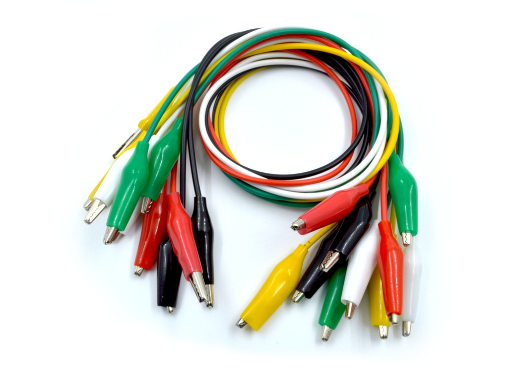 Kit de 10 cables cocodrilo-cocodrilo 50cm