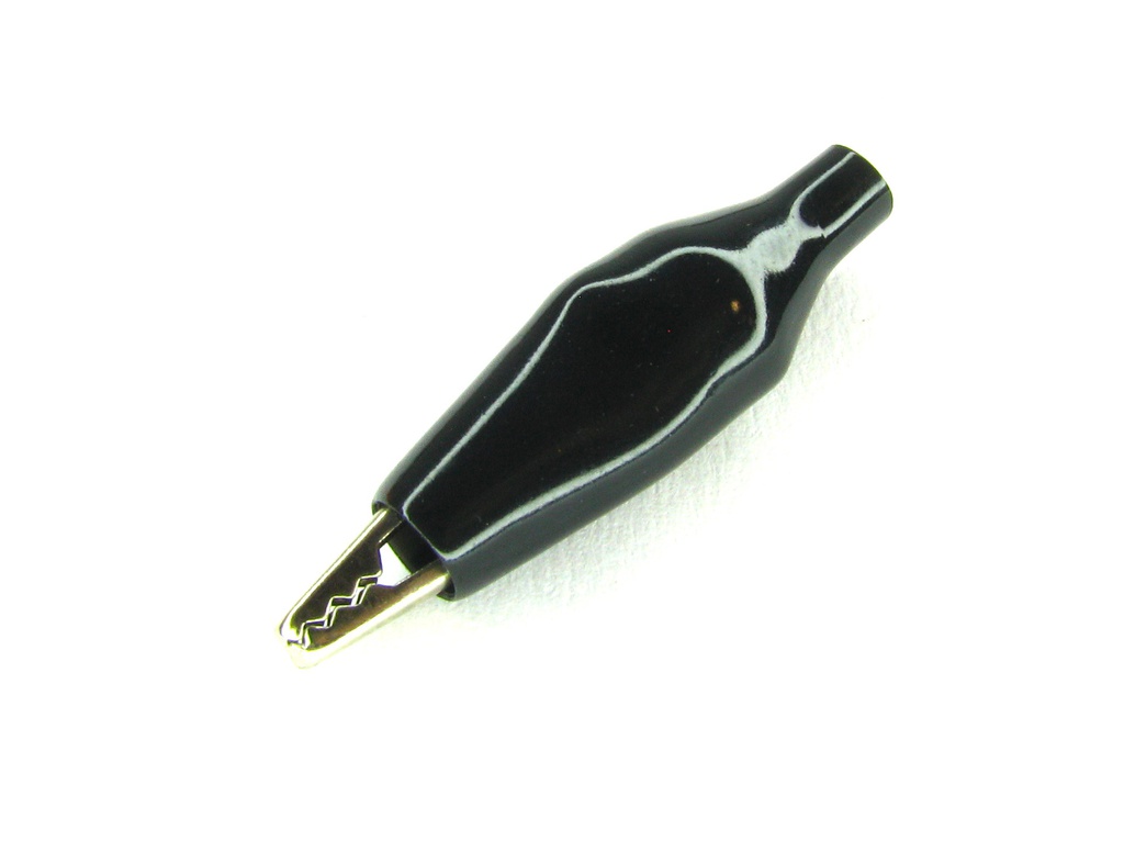 Conector pinza cocodrilo 28 mm color negro