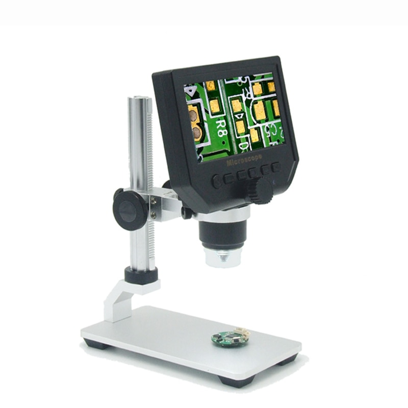 Microscopio digital 600X de 4,3 pulgadas con soporte y base de aluminio