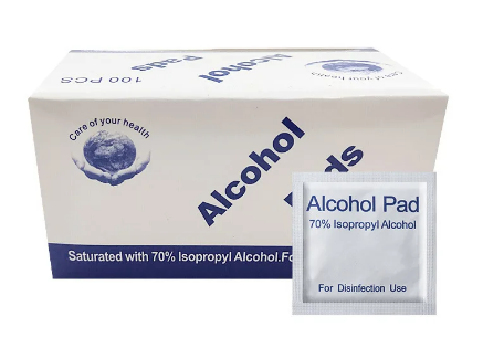 Caja toallita alcohol isopropílico 100 unidades 6x6 cm