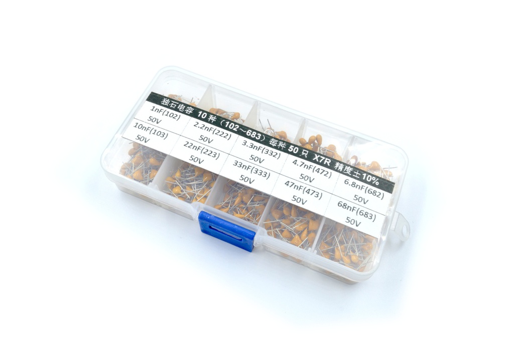 Kit 300 Ud. Condensadores cerámico 10 valores (1nF - 68nF)